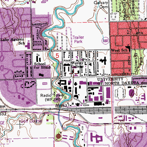 Topographic Map of Strinden Center, ND