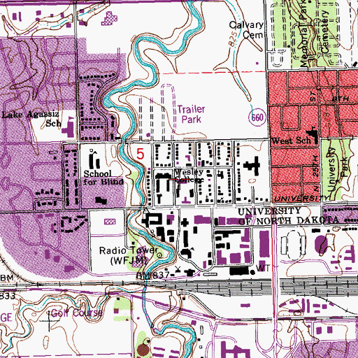 Topographic Map of College of Nursing, ND