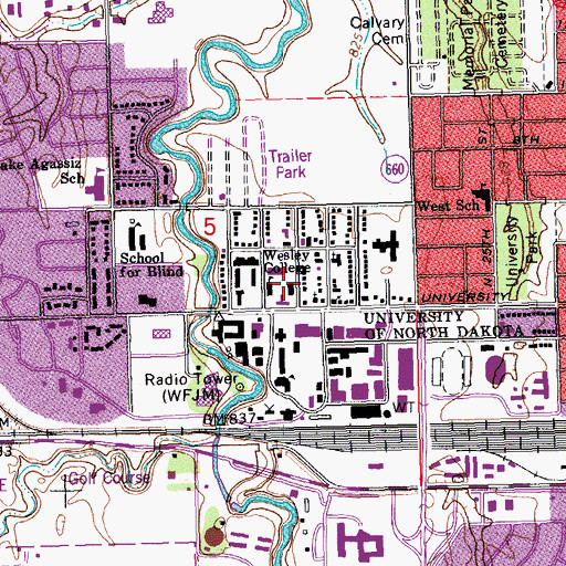 Topographic Map of Corwin-Larimore Hall, ND