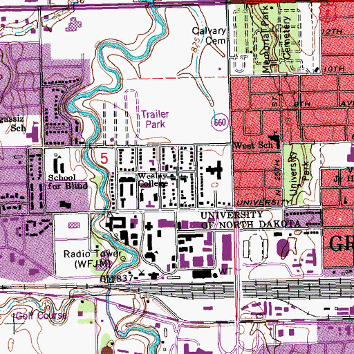 Topographic Map of Saint Thomas Aquinas Newman Center, ND