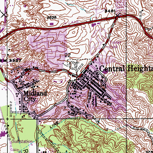 Topographic Map of Central Heights, AZ