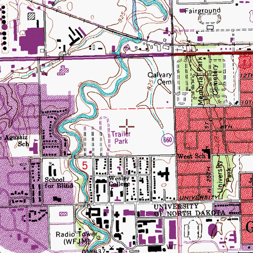 Topographic Map of Ralph Engelstad Arena, ND