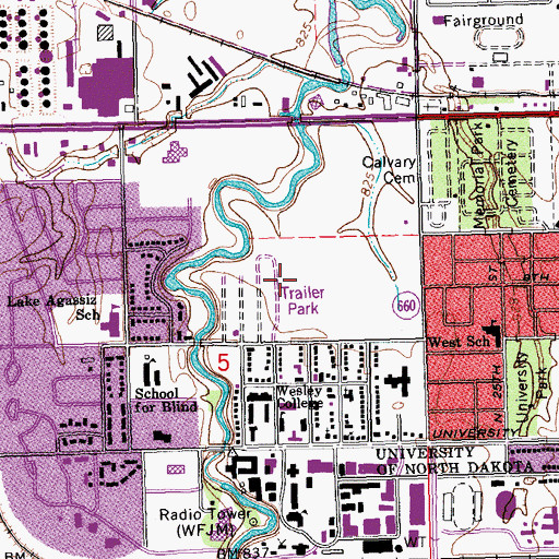 Topographic Map of Betty Engelstad Sioux Center, ND