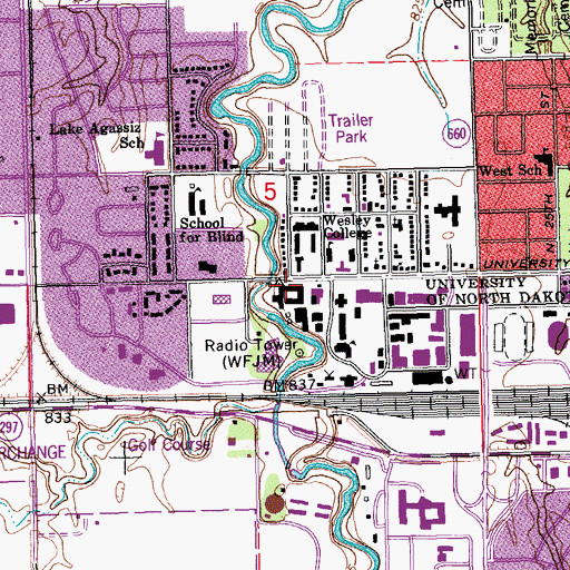 Topographic Map of Johnstone Hall, ND