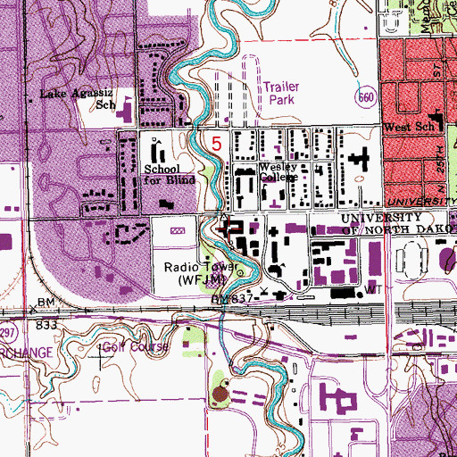 Topographic Map of Fulton Hall, ND