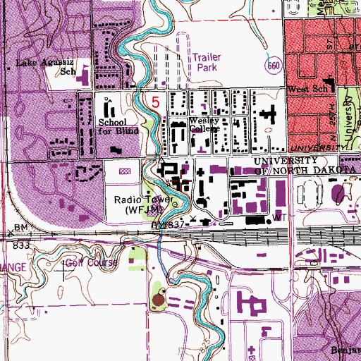 Topographic Map of Burtness Theatre, ND