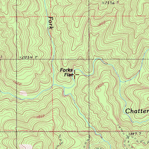 Topographic Map of Forks Flat, CA