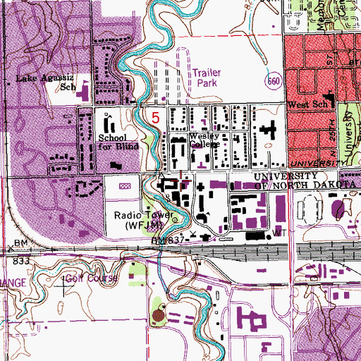 Topographic Map of Gamble Hall, ND