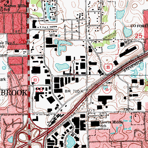 Topographic Map of Hinsdale Airport (historical), IL