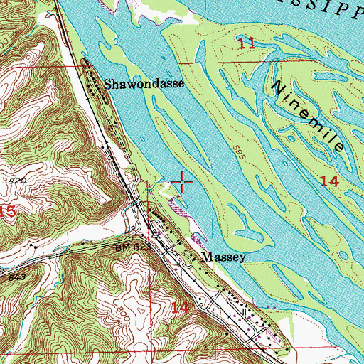 Topographic Map of Shawon Dasse Slough, IA