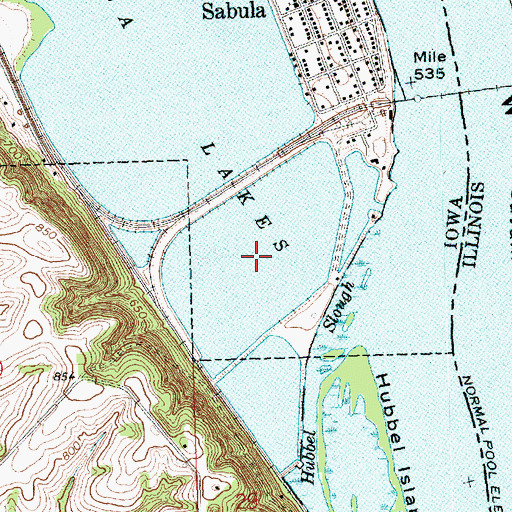 Topographic Map of Lower Sabula Lake, IA