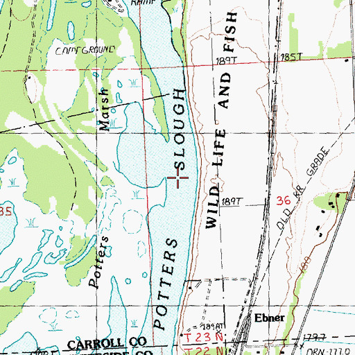 Topographic Map of Potter Slough, IL