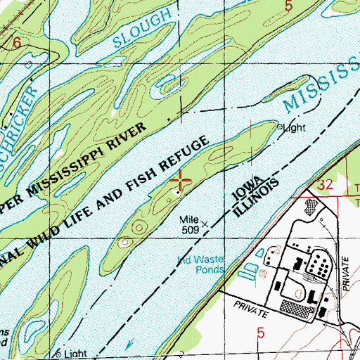 Topographic Map of Camanche Island, IA