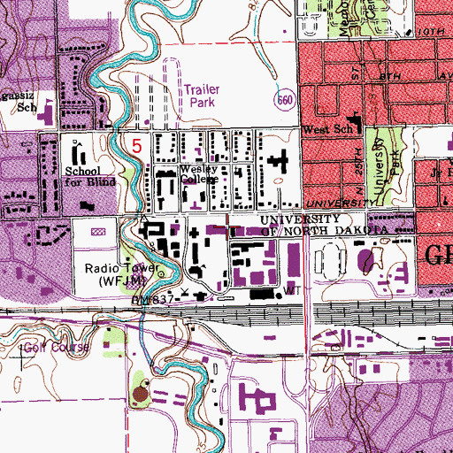 Topographic Map of University of North Dakota School of Law, ND