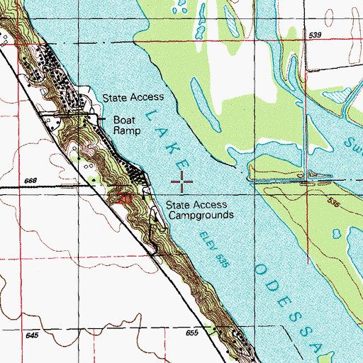 Topographic Map of Lake Odessa, IA