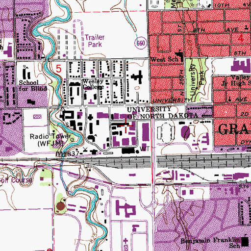 Topographic Map of Abbott Hall, ND