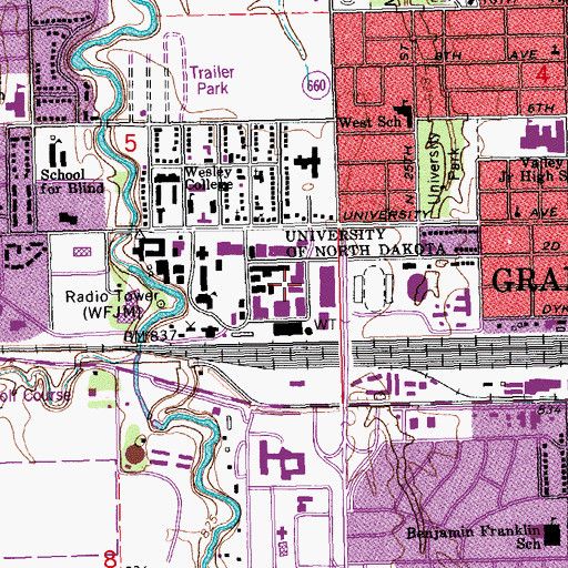 Topographic Map of Witmer Hall, ND