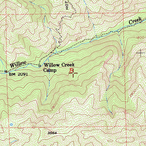 Topographic Map of Ventana Wilderness, CA