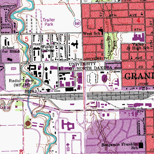 Topographic Map of Hyslop Sports Center, ND