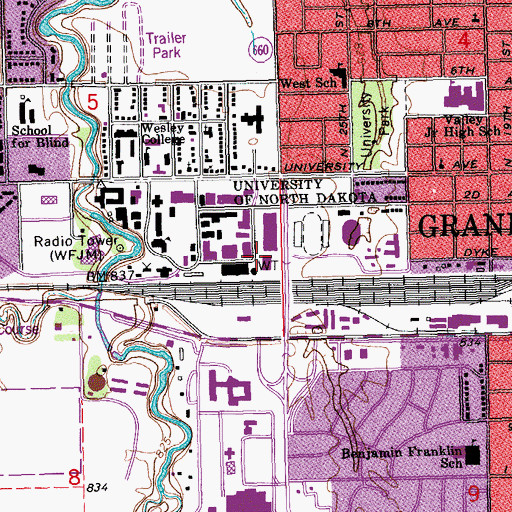 Topographic Map of Starcher Hall, ND