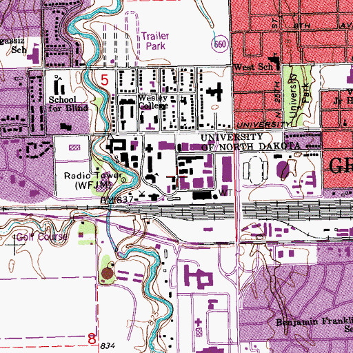 Topographic Map of Harrington Hall, ND