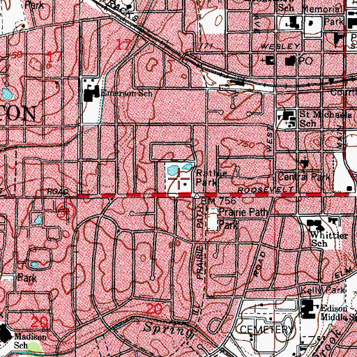 Topographic Map of Rathie Park, IL
