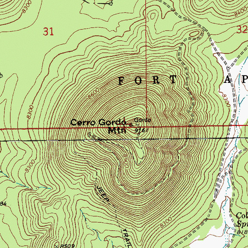 Topographic Map of Cerro Gordon Mountain, AZ