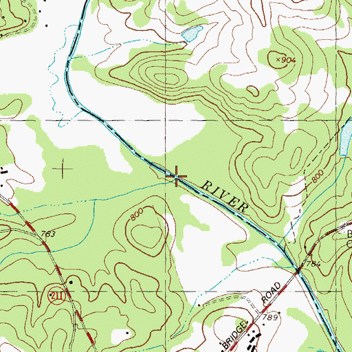 Topographic Map of Harvey Branch, GA