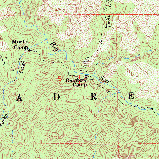 Topographic Map of Rainbow Camp, CA