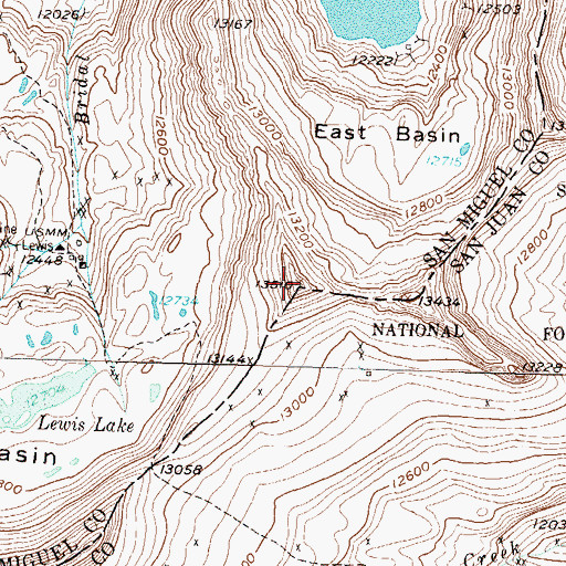 Topographic Map of Bridal Peak, CO