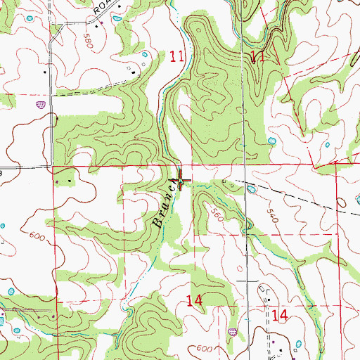 Topographic Map of Great Oaks Creek, MO