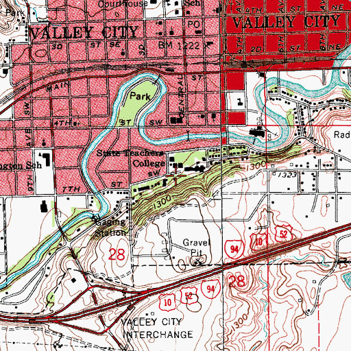 Topographic Map of Kolstoe Residence Hall, ND