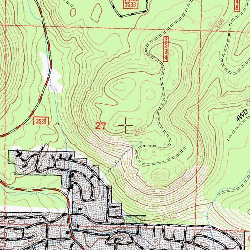 Topographic Map of Mammoth Knolls, CA