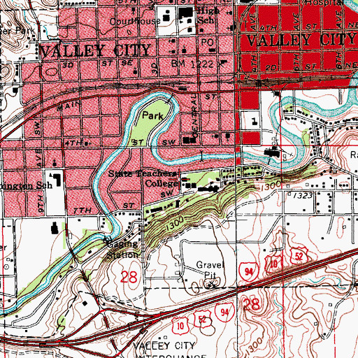 Topographic Map of Graichen Gymnasium, ND