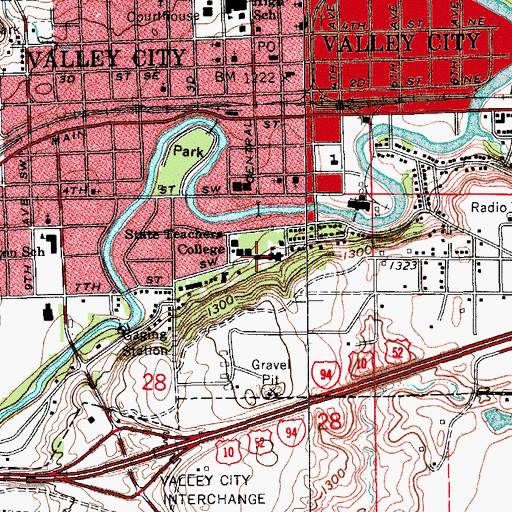 Topographic Map of McFarland Hall, ND