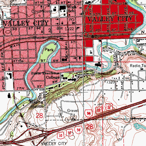 Topographic Map of Rhoades Science Center, ND