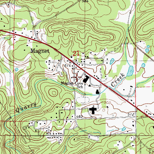 Topographic Map of Magnet Cove Census Designated Place, AR