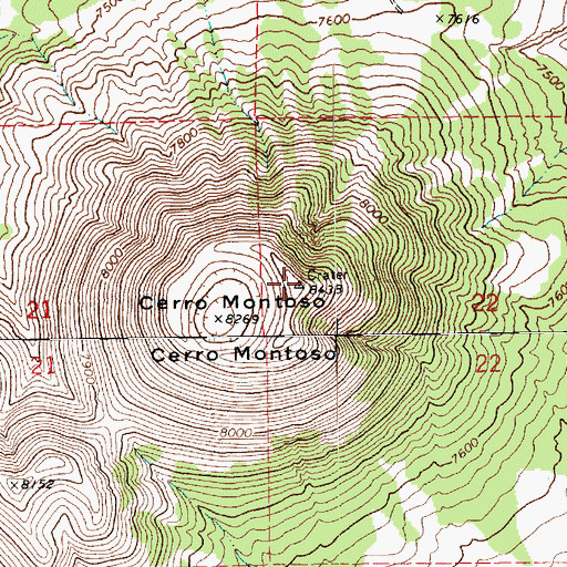 Topographic Map of Cerro Montoso, AZ