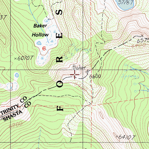 Topographic Map of Middle Ridge, CA