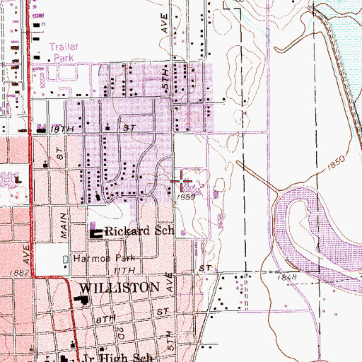 Topographic Map of Stevens Hall, ND