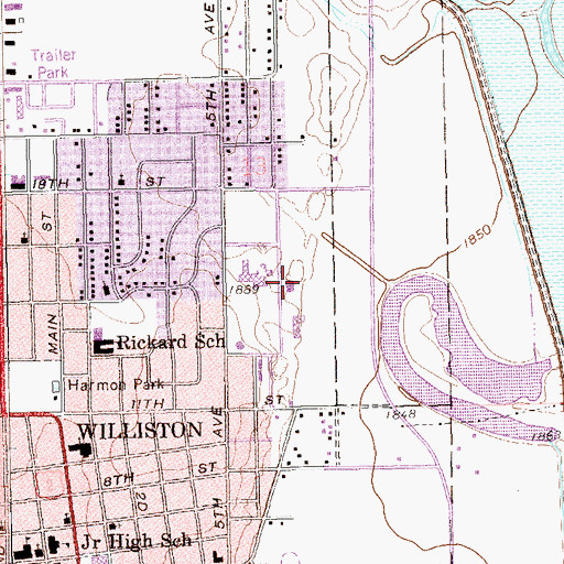 Topographic Map of Art Wood Building, ND