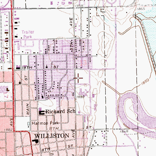 Topographic Map of Rabon Field, ND