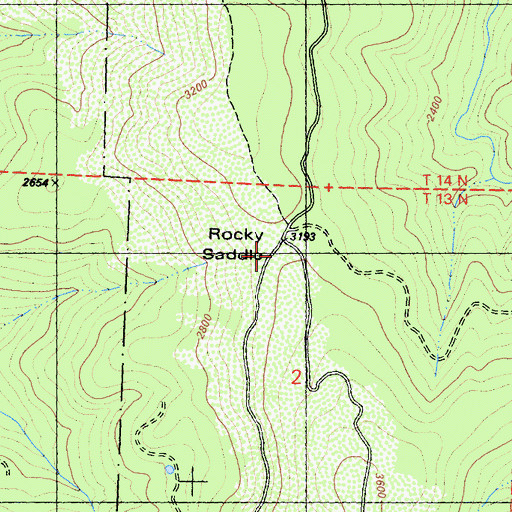 Topographic Map of Rocky Saddle, CA