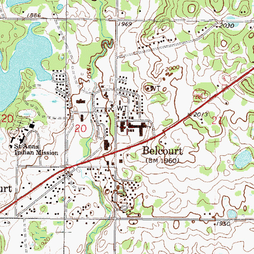 Topographic Map of Turtle Mountain Community Elementary School, ND