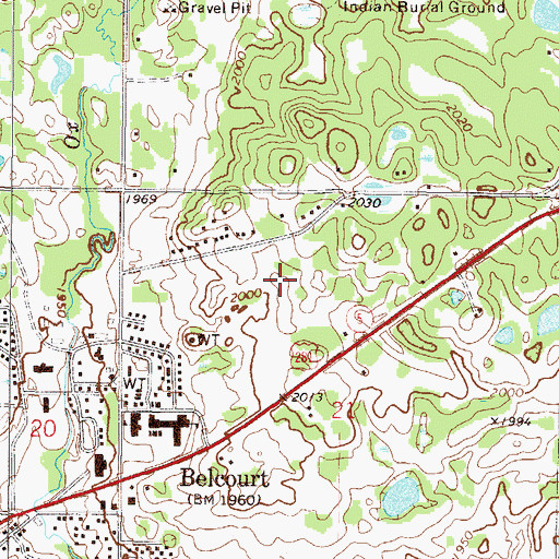 Topographic Map of Turtle Mountain Community High School, ND