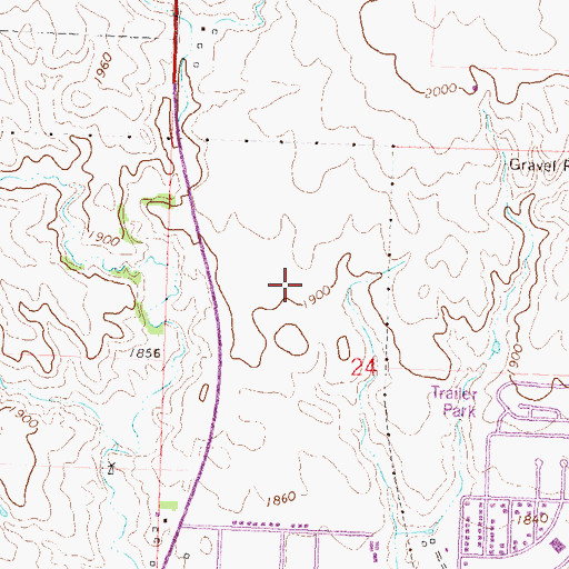 Topographic Map of Beulah Middle School, ND
