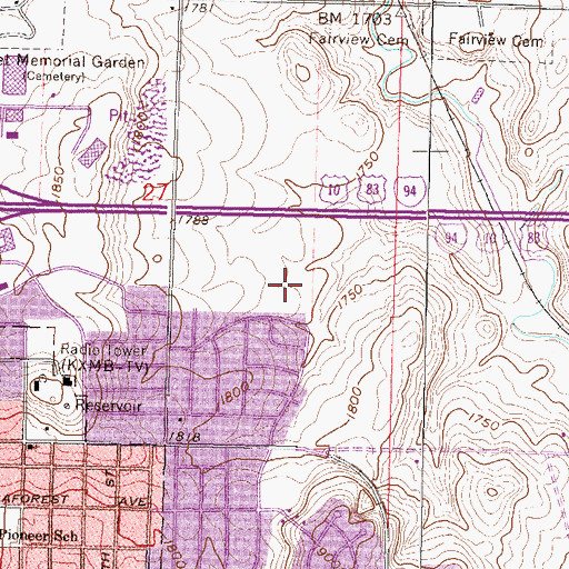 Topographic Map of Robert Place Miller Elementary School, ND