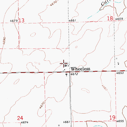 Topographic Map of Wheeless Cemetery, OK