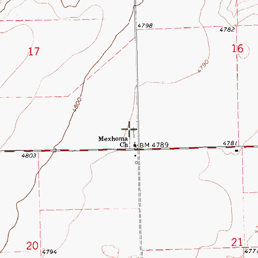 Topographic Map of Mexhoma Cemetery, OK