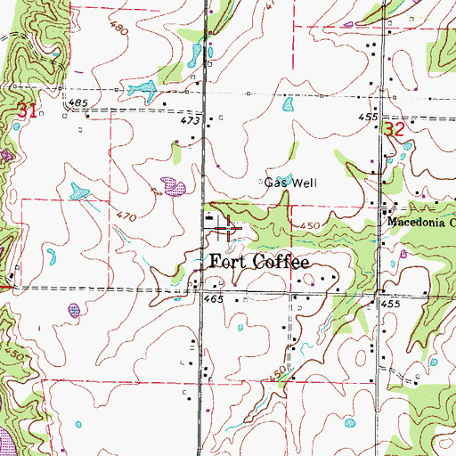 Topographic Map of Fort Coffee Cemetery, OK